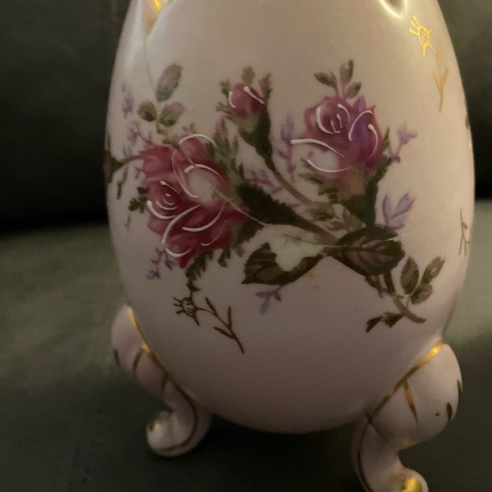 Floral Decorative Egg with Stand